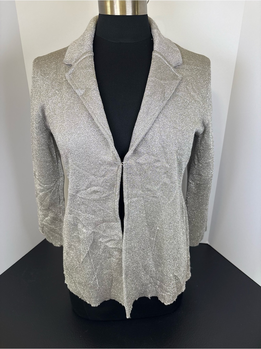 J. Crew Silver Metallic Knit Blazer Jacket
